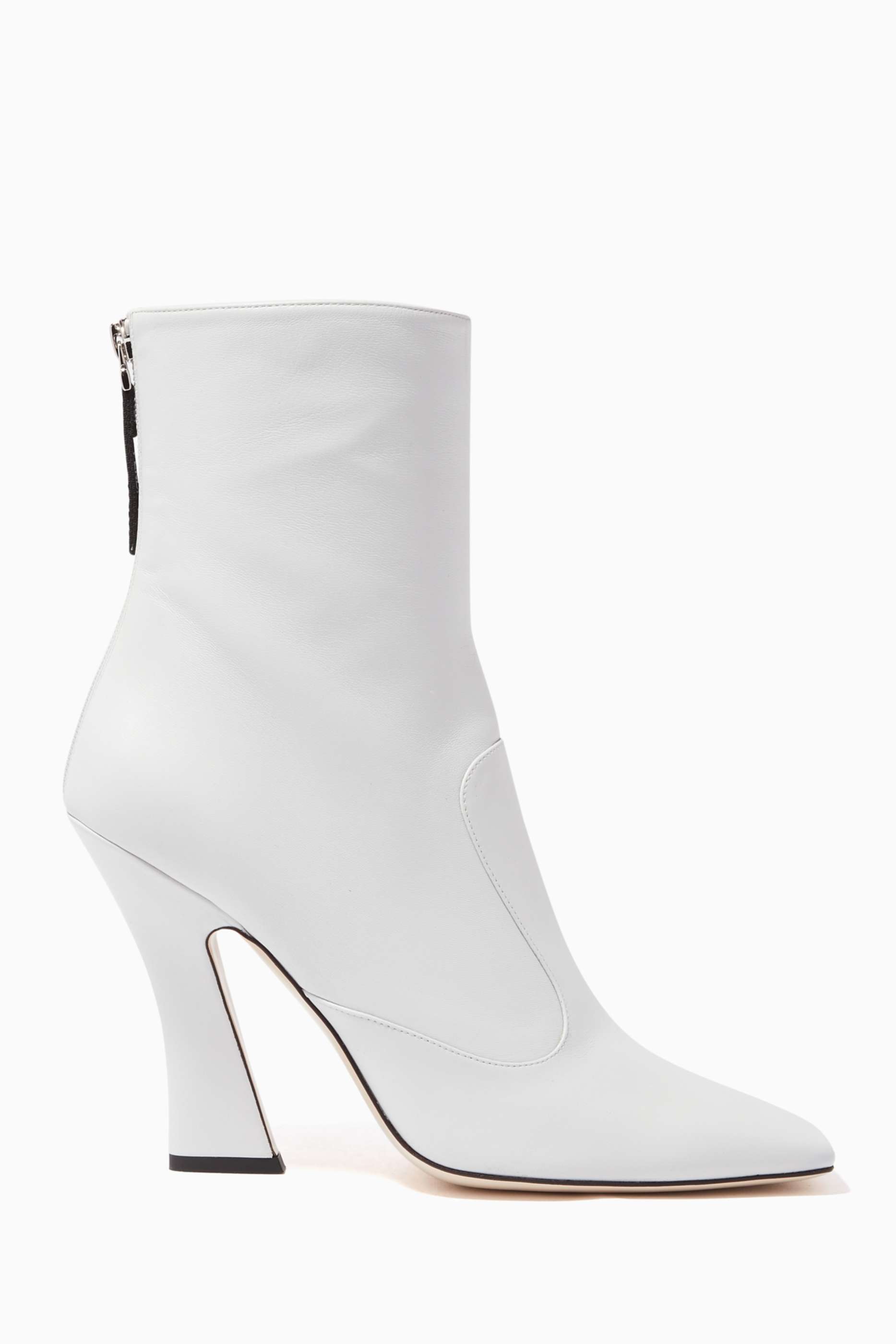 Shop Fendi White Square-Toe Leather Ankle Boots for Women | Ounass UAE