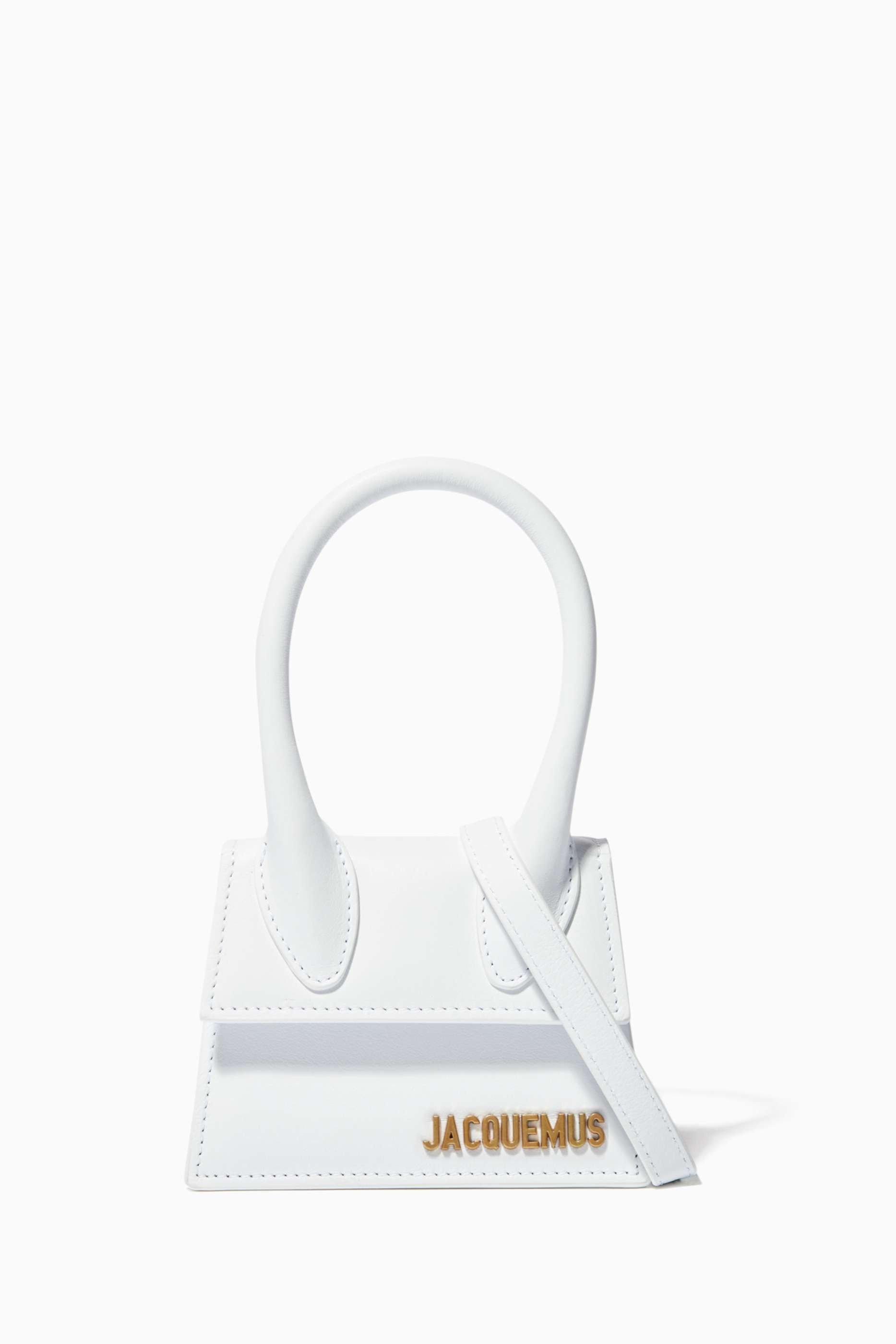 Shop Jacquemus White Mini Le Chiquito Leather Bag for Women 