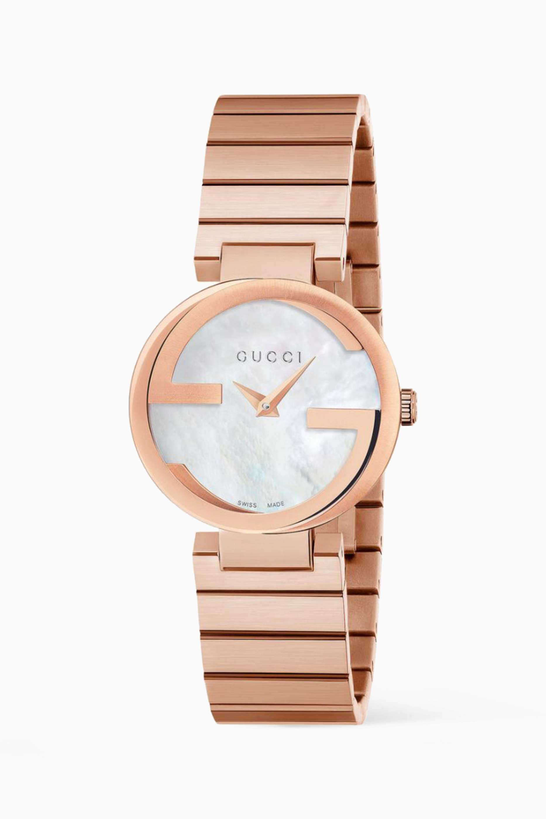 Shop Gucci Rose Gold Interlocking G Watch, 29mm for Women | Ounass UAE