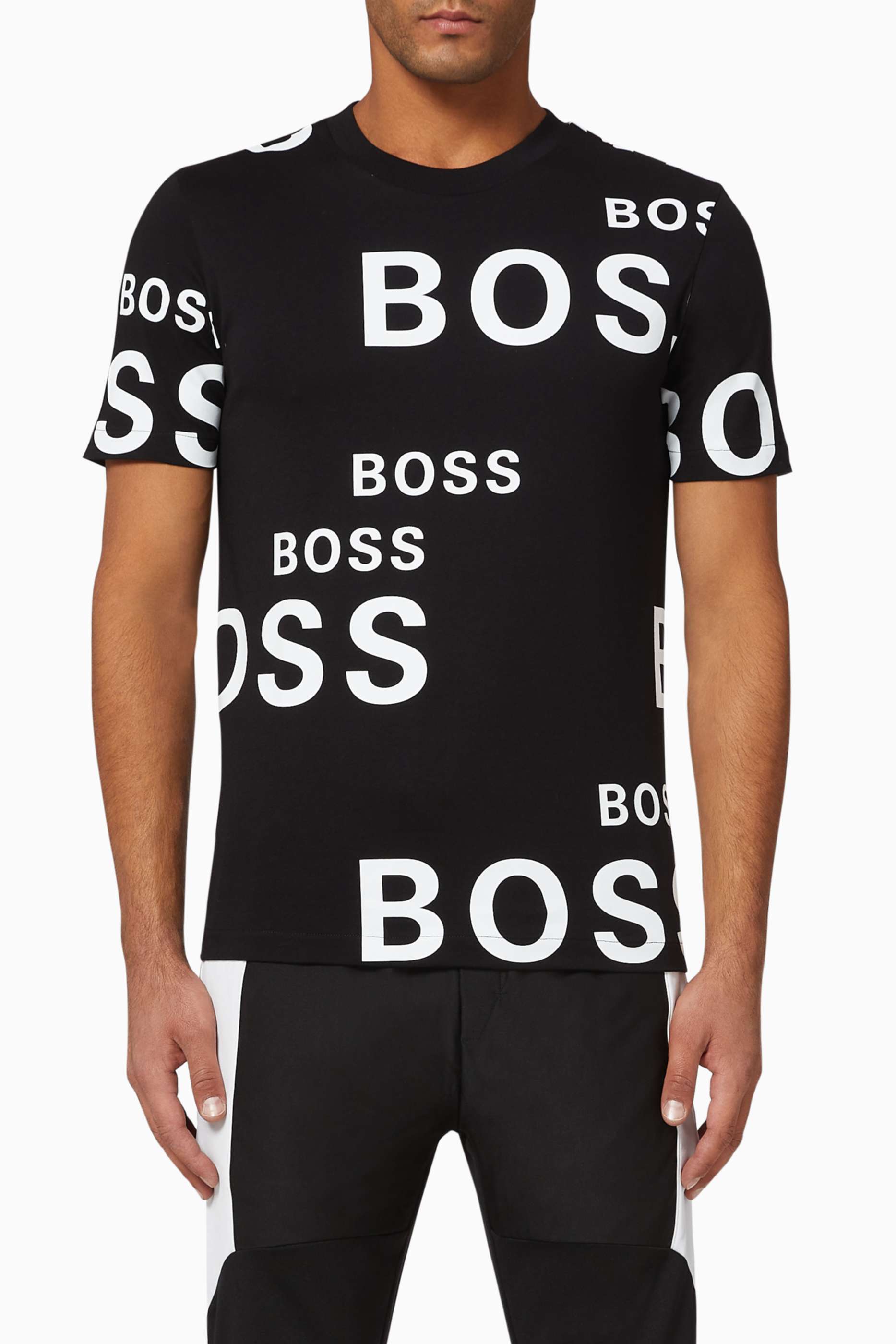 Shop Boss Black Tiburt 181 Logo T-Shirt for Men | Ounass UAE
