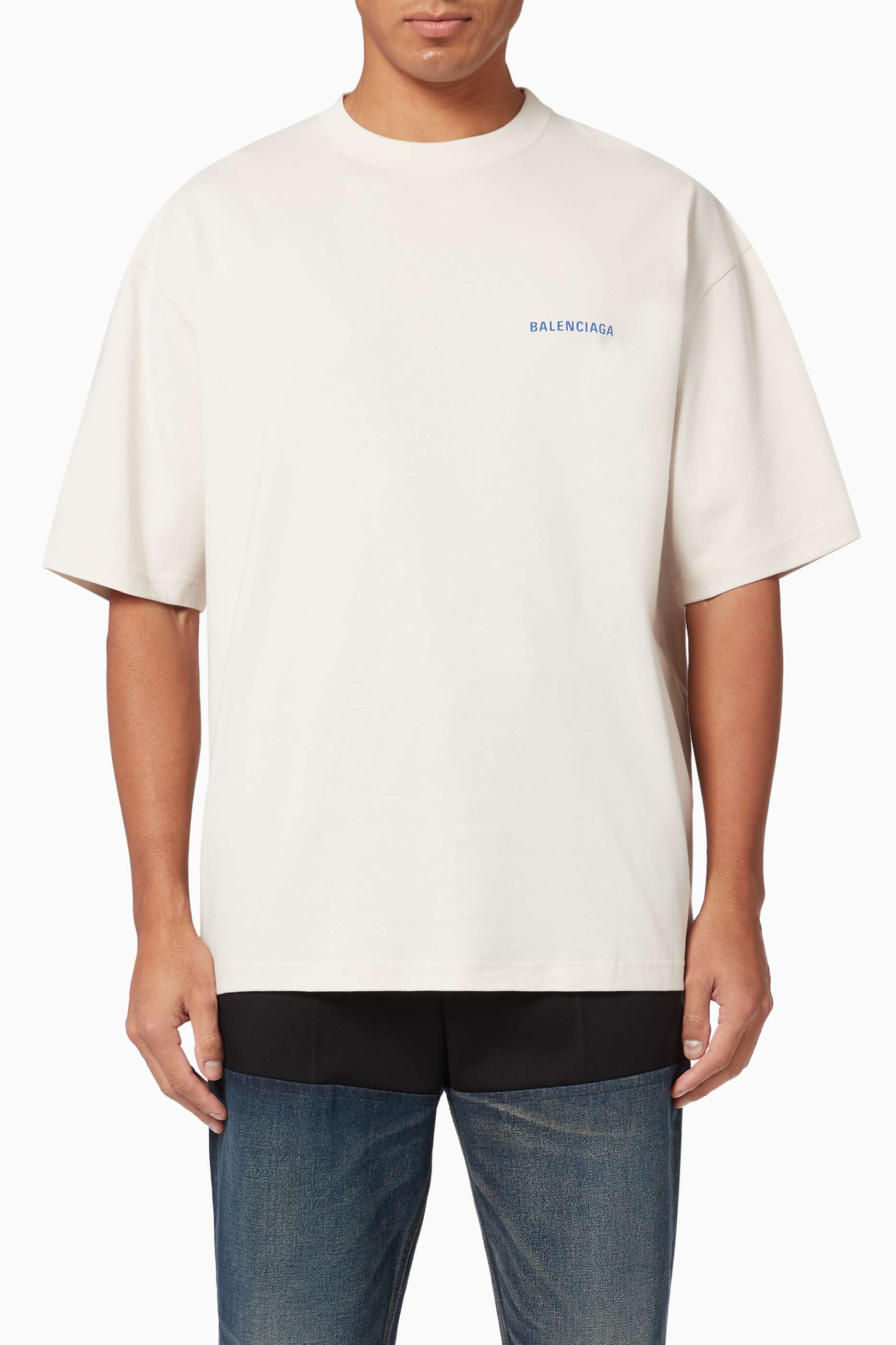 Shop Balenciaga White White BB Logo T-Shirt for Men | Ounass UAE