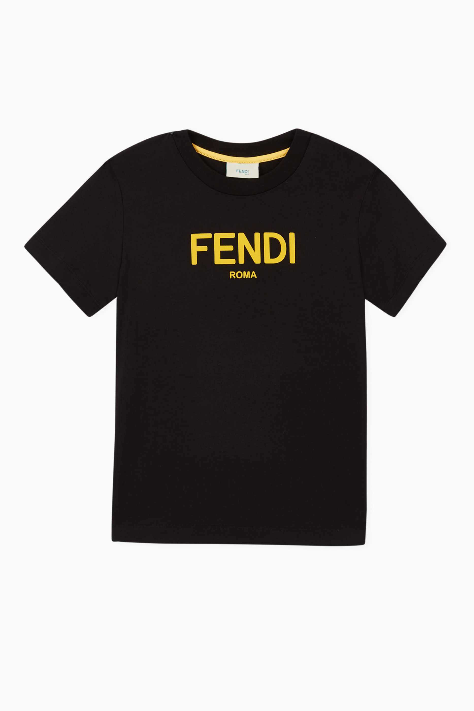 Shop Fendi Black Logo Print Jersey T-Shirt for Kids | Ounass UAE