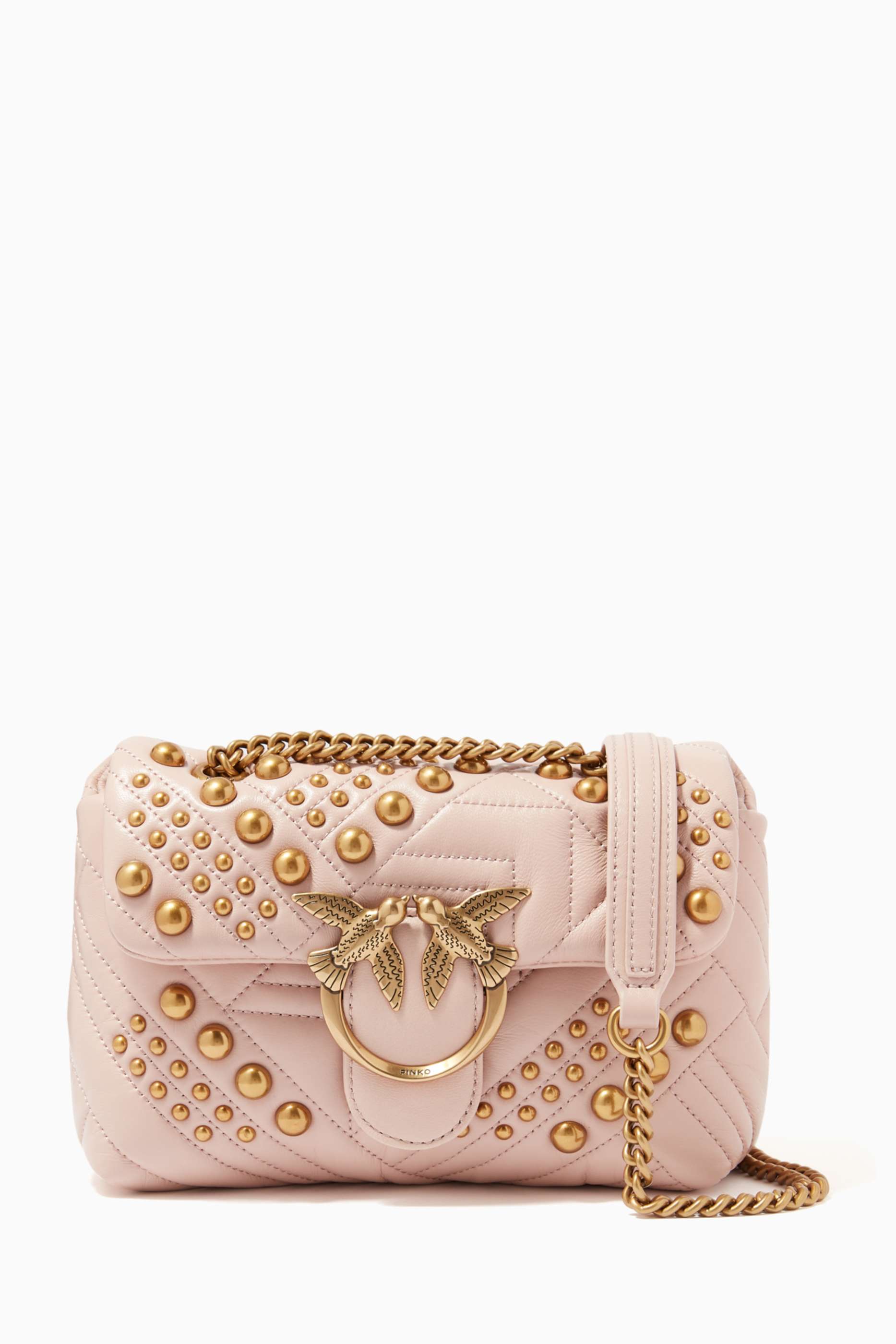 Shop PINKO Pink Mini Love Bag Puff in Quilted Nappa for Women 