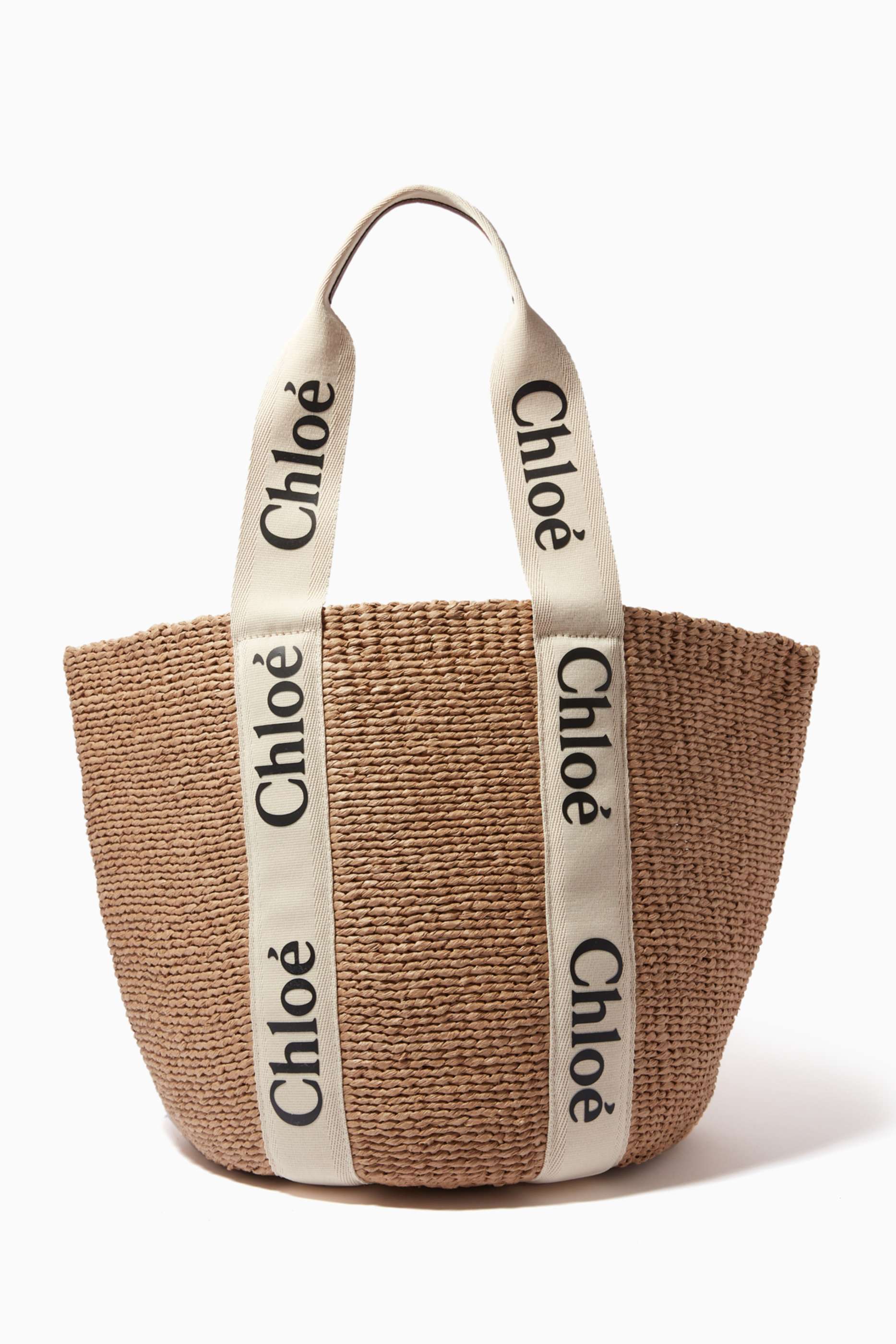 Shop Chloé White x Mifuko Large Woody Basket in Fair Trade Paper 