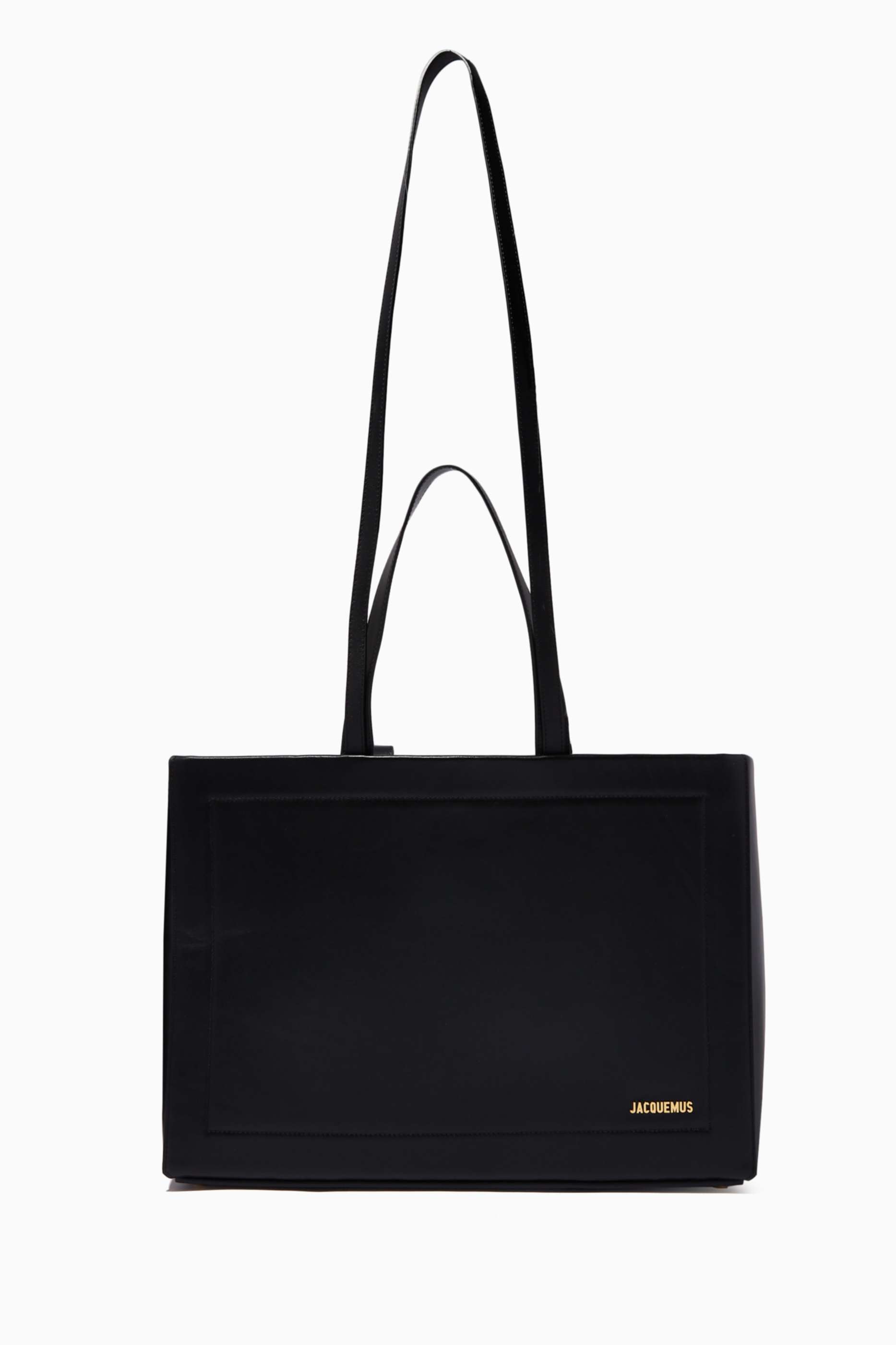 Shop Jacquemus Black Le Cabas Neve Large Bag in Leather for 