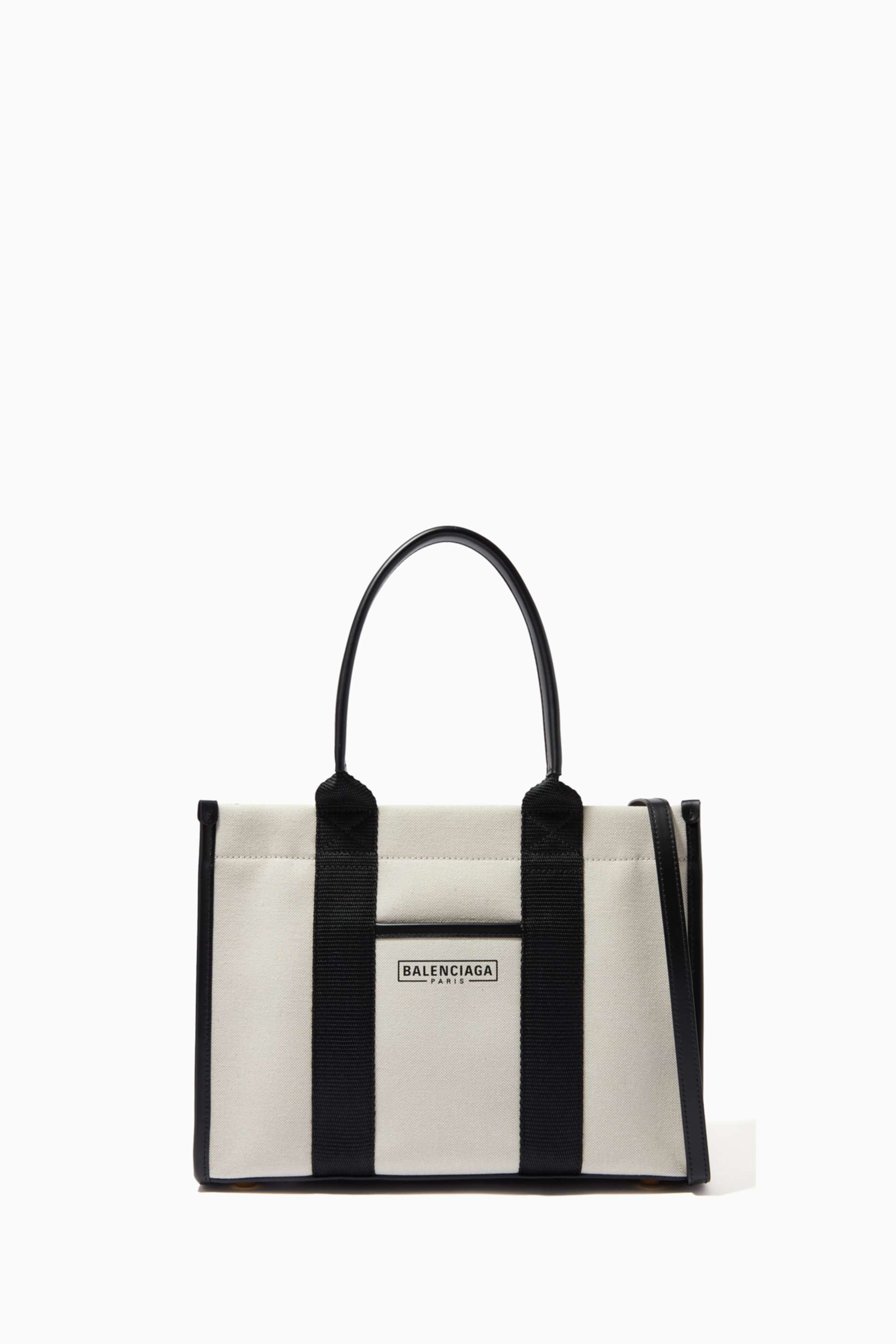 Shop Balenciaga Neutral Hardware Small Tote Bag in Cotton 