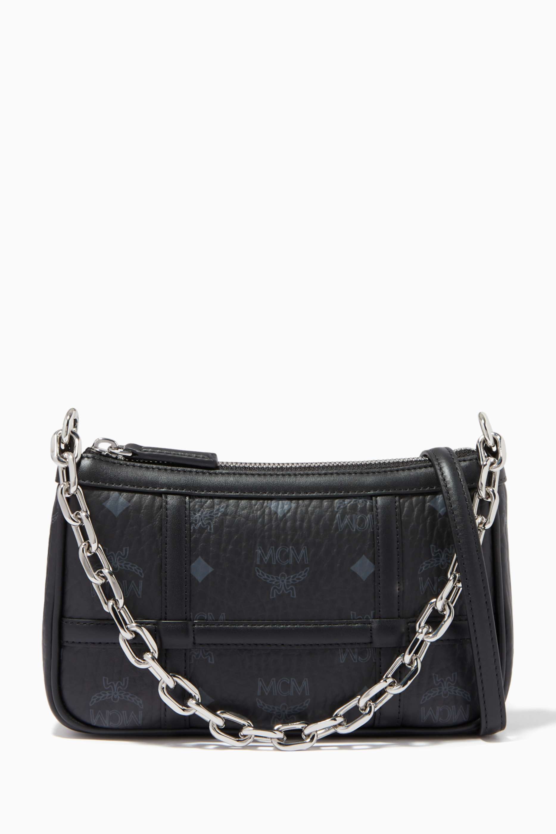 Shop MCM Black Mini Delmy Shoulder Bag in Visetos for Women 