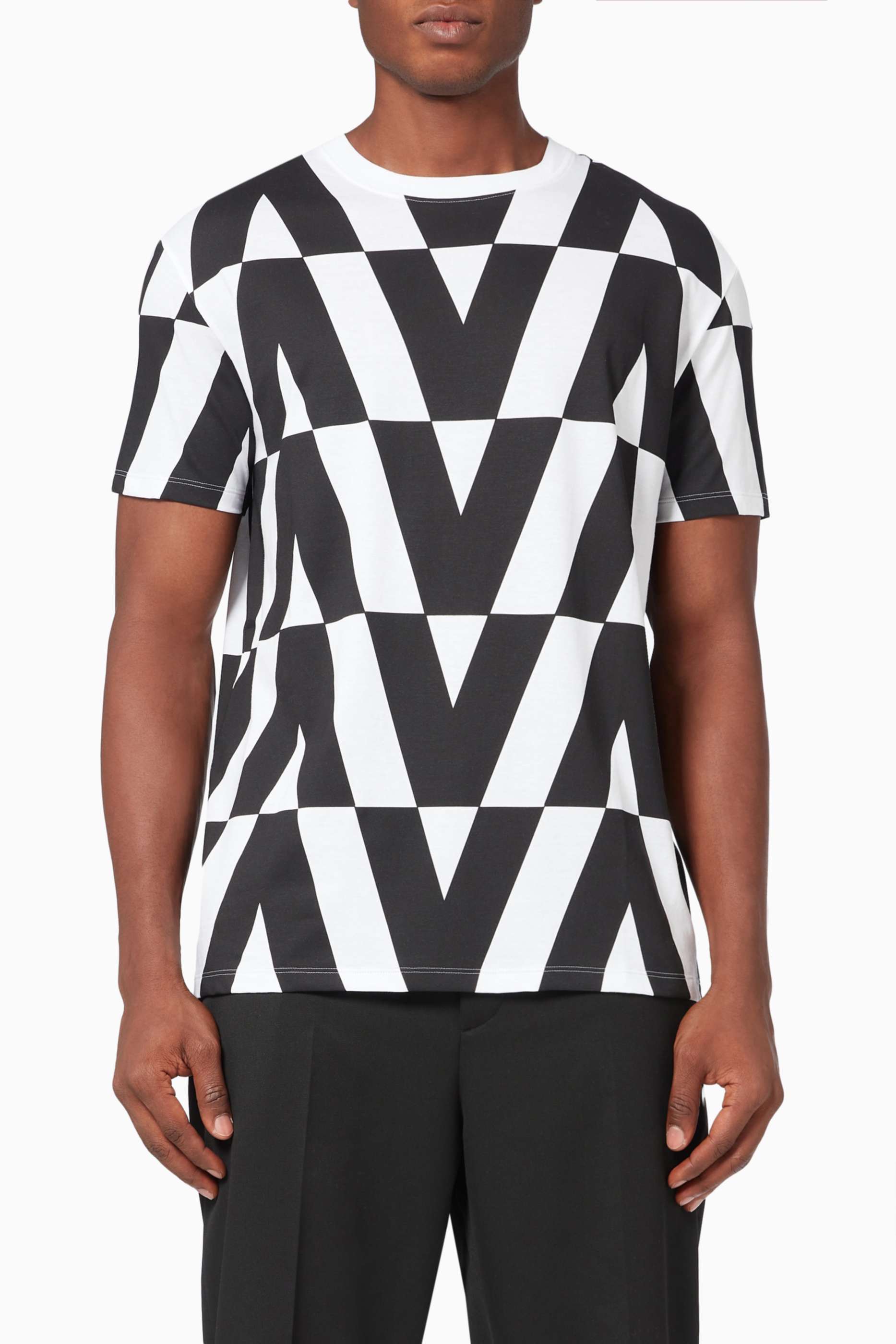 Shop Valentino Black Macro Optical Valentino Print T-shirt in 