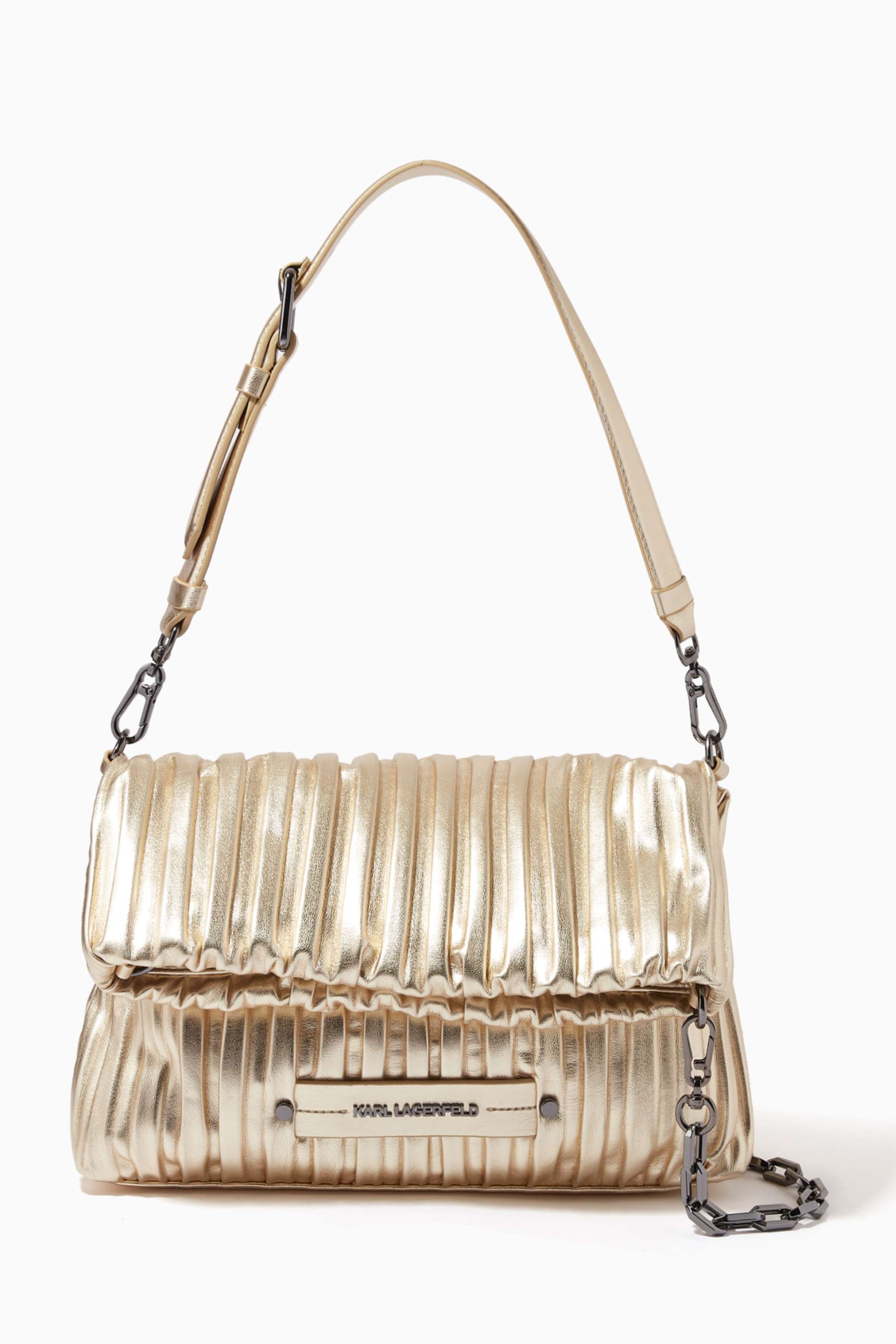 Shop Karl Lagerfeld Gold K/Kushion Folded Tote Bag in Metallic 