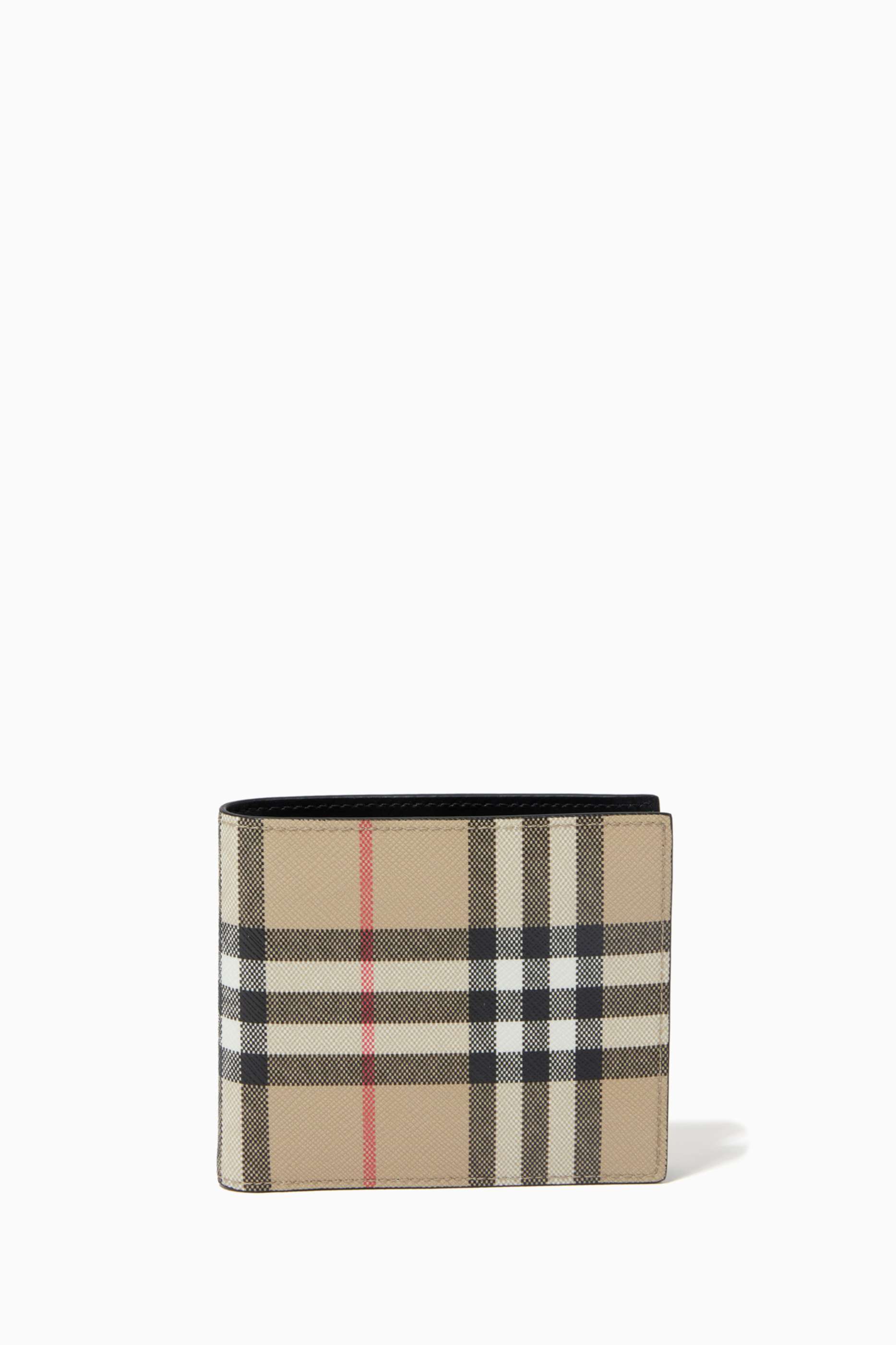 Shop Burberry Neutral Bifold Wallet in Vintage Check E-Canvas for 