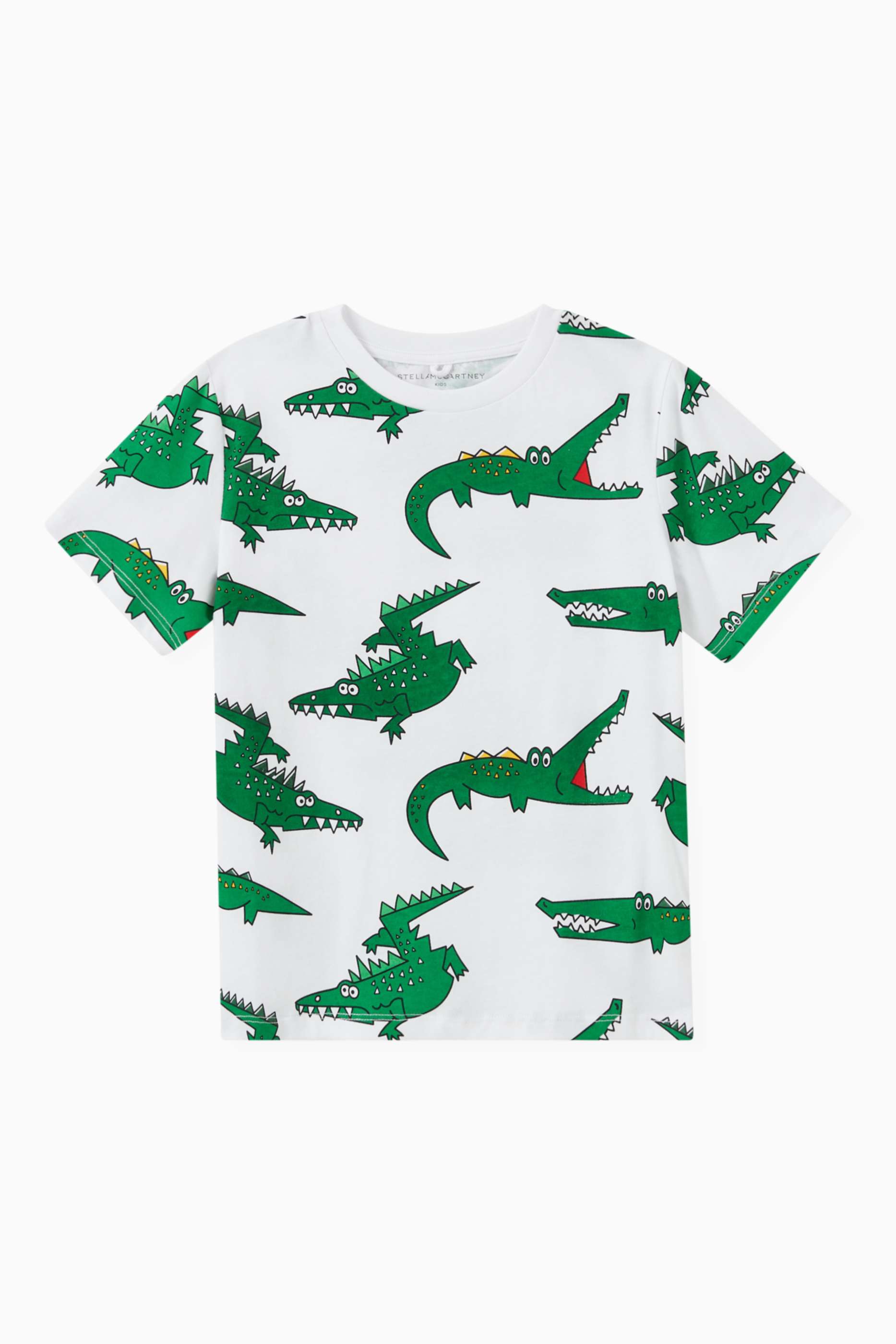 Shop Stella McCartney White Alligator Print T-Shirt in Jersey for 