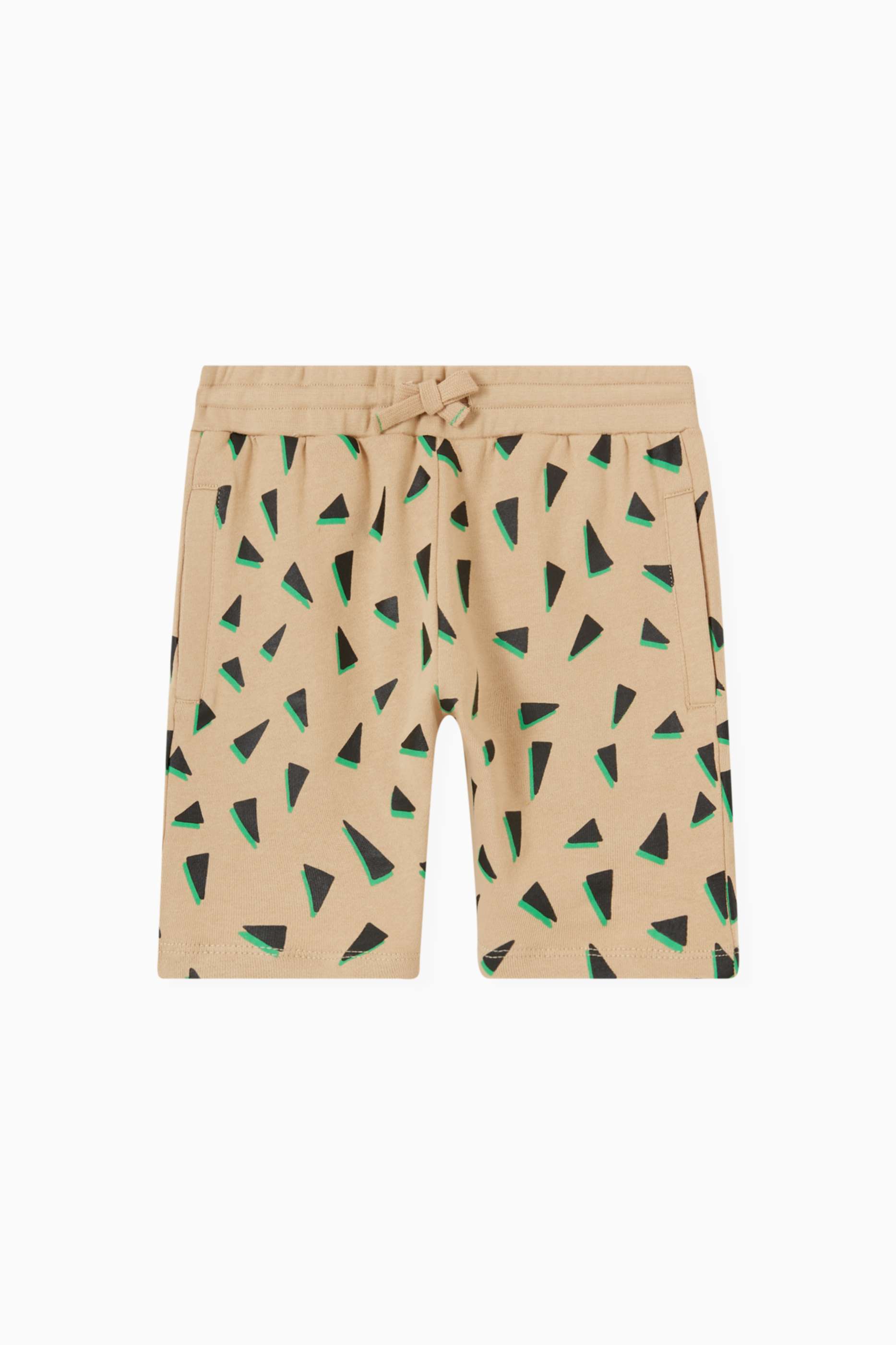 Shop Stella McCartney Neutral All-over Triangle Print Shorts in 
